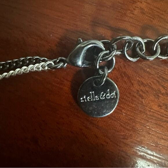 Stella & Dot Chiara Pendant Necklace Coastal Cowgirl Silver Fringe White Leather - Picture 6 of 11